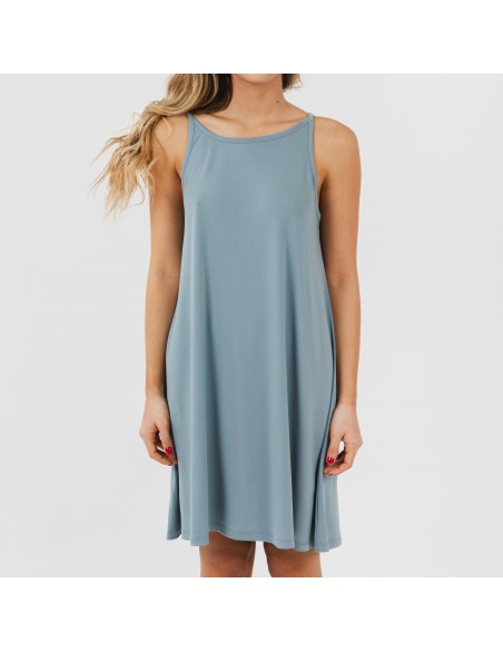 Vestido corto tirantes crepe liso vestidos-y-blusones-mujer