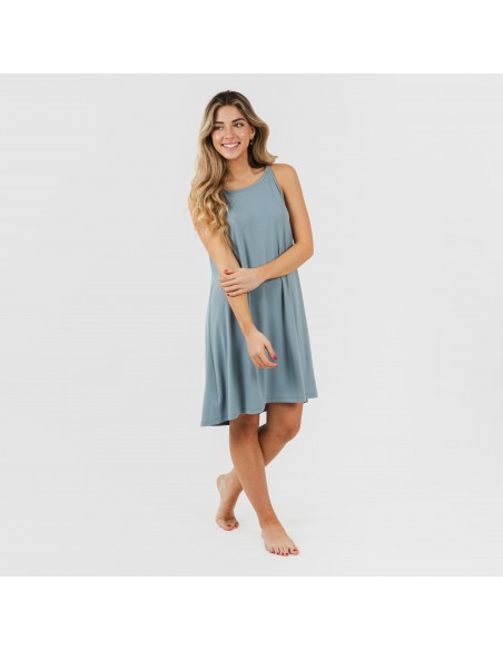 Vestido corto tirantes crepe liso vestidos-y-blusones-mujer