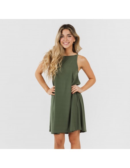 Vestido corto tirantes crepe liso vestidos-y-blusones-mujer