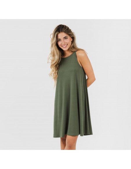 Vestido corto tirantes crepe liso vestidos-y-blusones-mujer