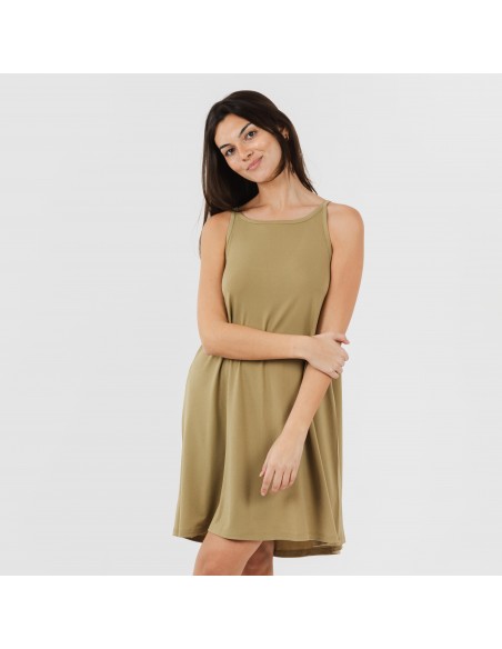 Vestido corto tirantes crepe liso vestidos-y-blusones-mujer