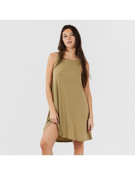 Vestido corto tirantes crepe liso vestidos-y-blusones-mujer