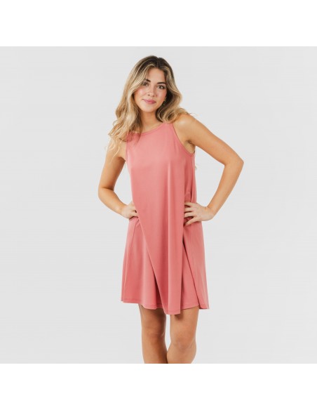 Vestido corto tirantes crepe liso vestidos-y-blusones-mujer