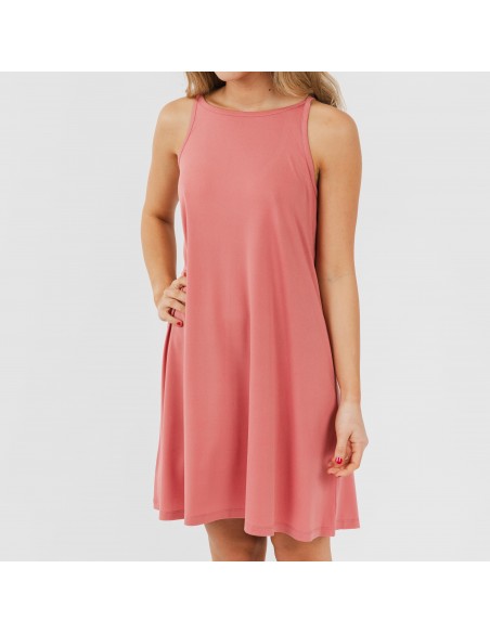 Vestido corto tirantes crepe liso vestidos-y-blusones-mujer