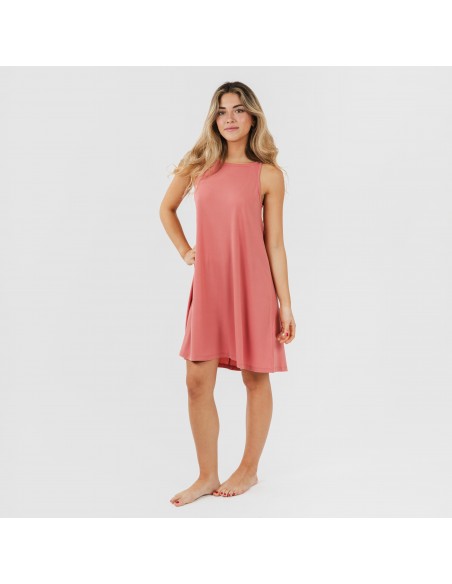 Vestido corto tirantes crepe liso vestidos-y-blusones-mujer