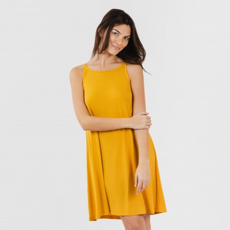 Vestido corto tirantes crepe liso vestidos-y-blusones-mujer