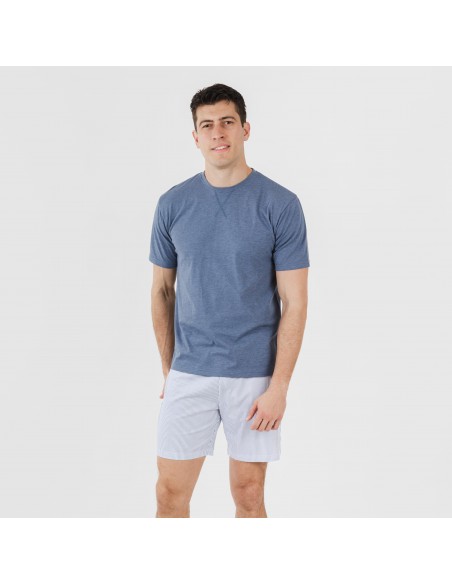 Pijama corto algodón hombre Lista indigo pijamas-cortos-hombre