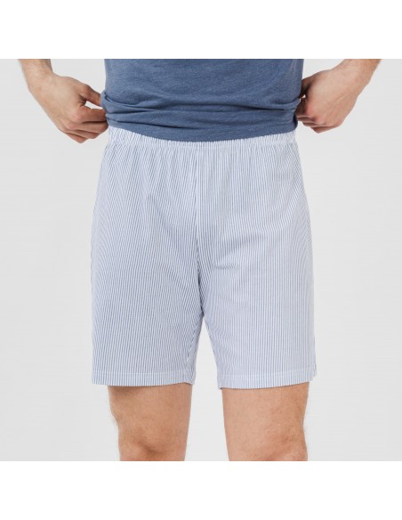 Pijama corto algodón hombre Lista indigo pijamas-cortos-hombre