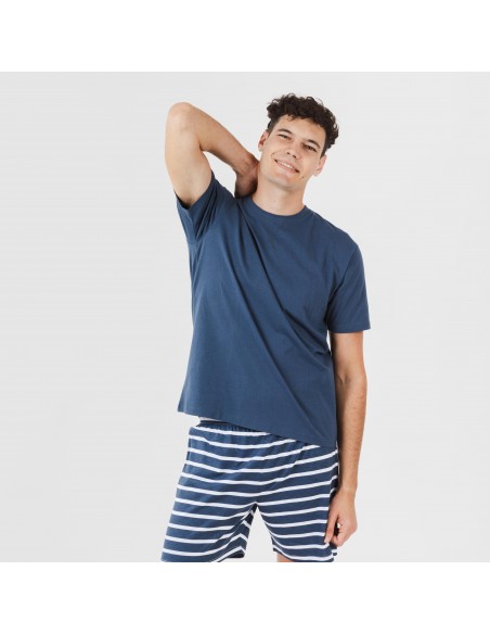 Pijama corto algodón hombre Rafa azul marino pijamas-cortos-hombre