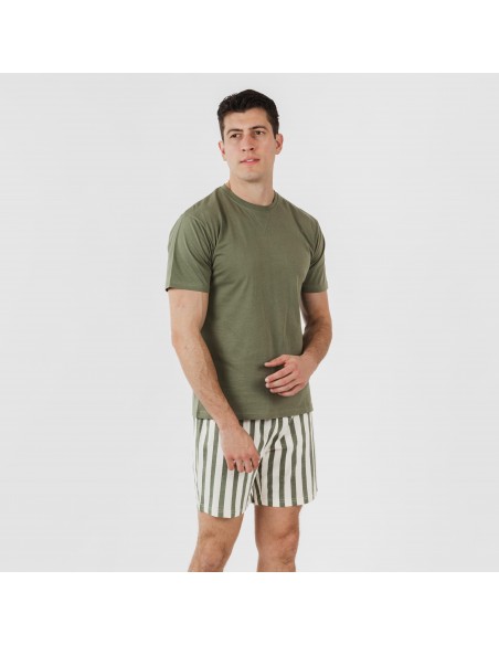 Pijama corto algodón hombre Raya Aviles verde caceria pijamas-cortos-hombre