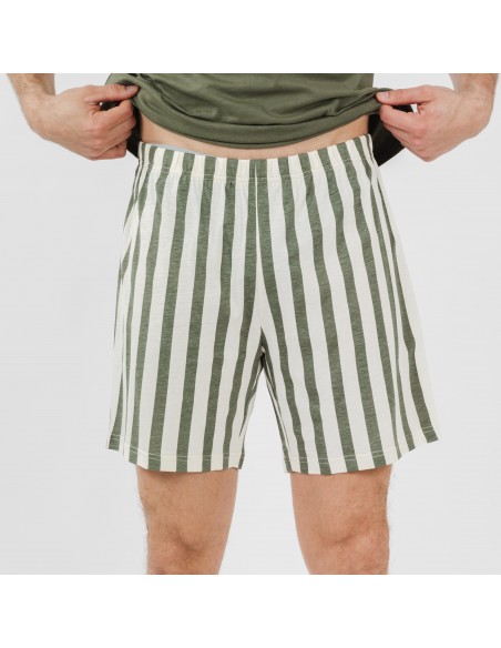 Pijama corto algodón hombre Raya Aviles verde caceria pijamas-cortos-hombre