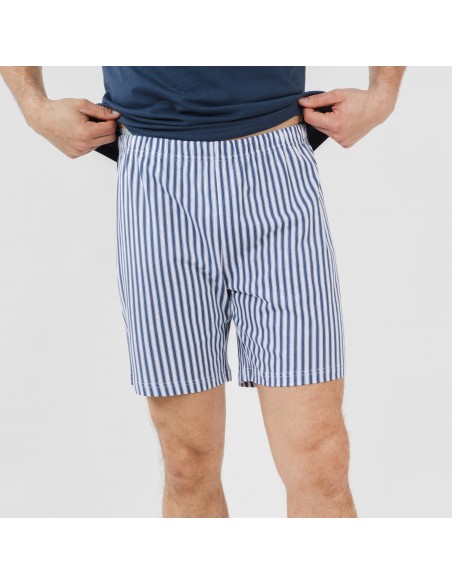 Pijama corto algodón hombre Darryl azul marino pijamas-cortos-hombre