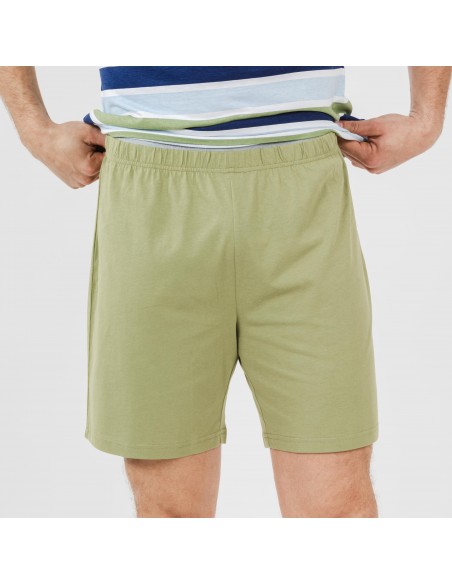 Pijama corto algodón hombre Brent verde caceria pijamas-cortos-hombre