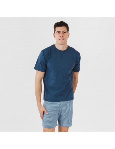 Pijama corto algodón hombre Kristoff azul marino pijamas-cortos-hombre