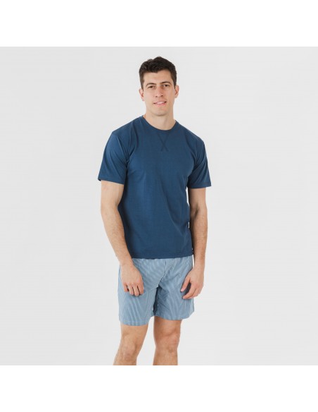 Pijama corto algodón hombre Kristoff azul marino pijamas-cortos-hombre