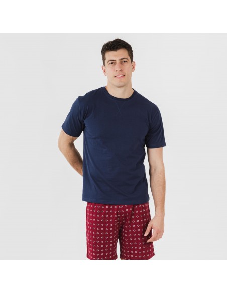 Pijama corto algodón hombre Loui azul marino pijamas-cortos-hombre