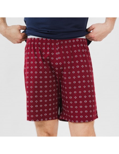 Pijama corto algodón hombre Loui azul marino pijamas-cortos-hombre