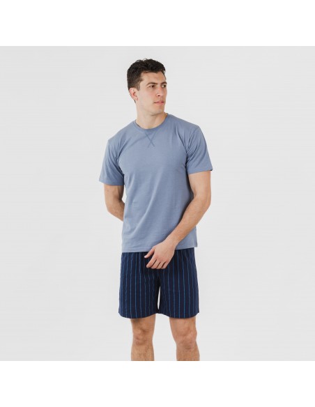 Pijama corto algodón hombre Raya Moritz indigo pijamas-cortos-hombre