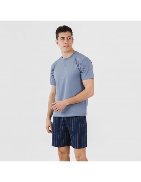 Pijama corto algodón hombre Raya Moritz indigo pijamas-cortos-hombre