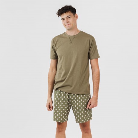 Pijama corto algodón hombre Tusi verde pijamas-cortos-hombre