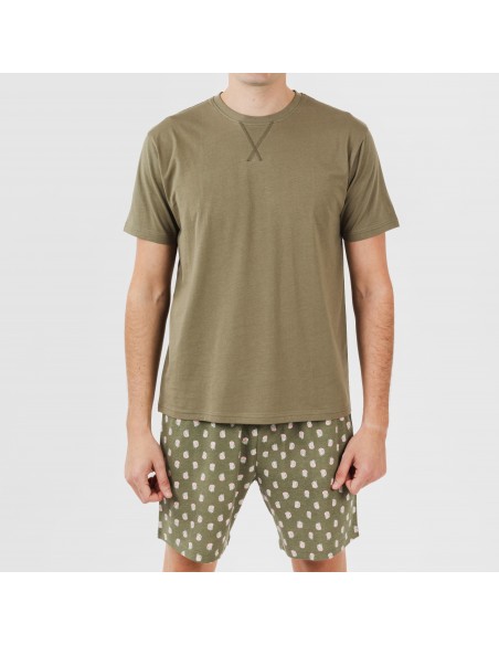 Pijama corto algodón hombre Tusi verde pijamas-cortos-hombre