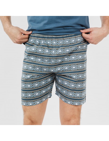 Pijama corto algodón hombre Omega azul pijamas-cortos-hombre