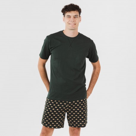 Pijama corto algodón hombre Nino verde botella pijamas-cortos-hombre