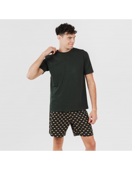 Pijama corto algodón hombre Nino verde botella pijamas-cortos-hombre