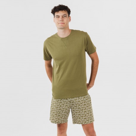 Pijama corto algodón hombre Khalil verde pijamas-cortos-hombre