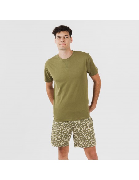 Pijama corto algodón hombre Khalil verde pijamas-cortos-hombre