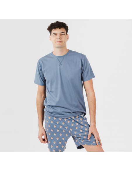 Pijama corto algodón hombre Nassiri azul pijamas-cortos-hombre