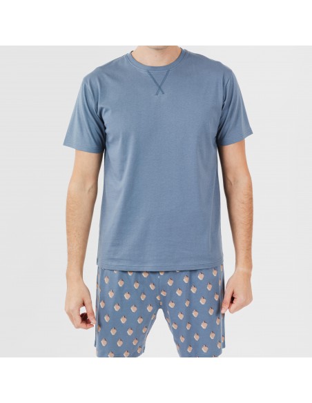 Pijama corto algodón hombre Nassiri azul pijamas-cortos-hombre