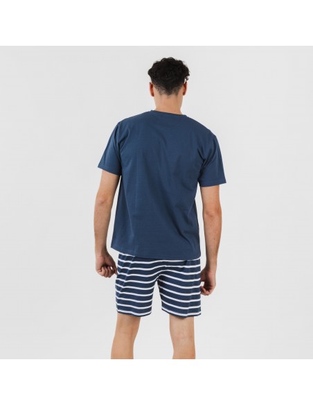 Pijama corto algodón hombre Rafa azul marino pijamas-cortos-hombre