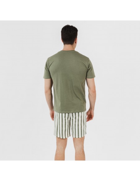 Pijama corto algodón hombre Raya Aviles verde caceria pijamas-cortos-hombre