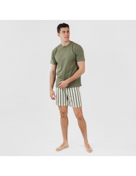 Pijama corto algodón hombre Raya Aviles verde caceria pijamas-cortos-hombre