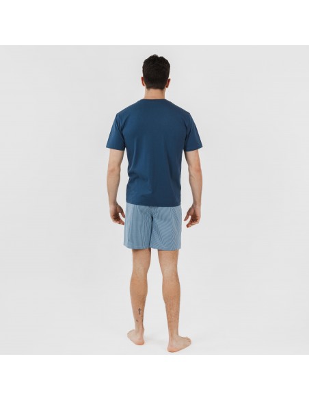 Pijama corto algodón hombre Kristoff azul marino pijamas-cortos-hombre