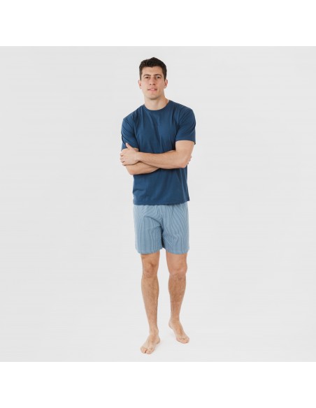 Pijama corto algodón hombre Kristoff azul marino pijamas-cortos-hombre