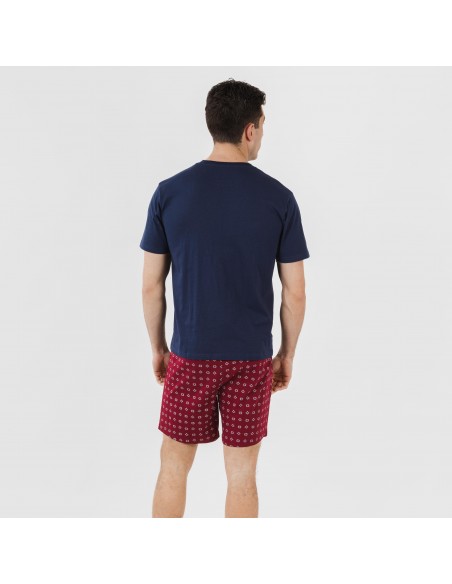 Pijama corto algodón hombre Loui azul marino pijamas-cortos-hombre