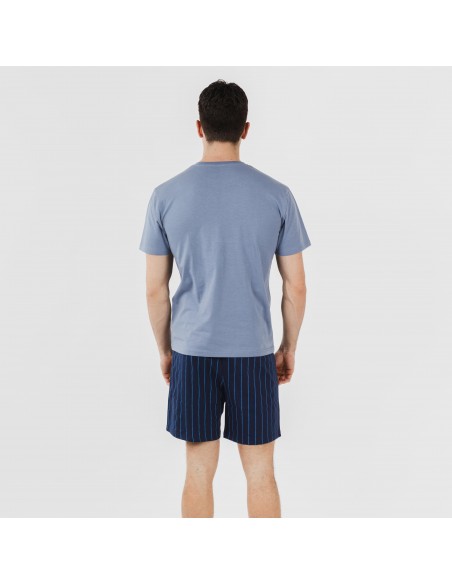 Pijama corto algodón hombre Raya Moritz indigo pijamas-cortos-hombre