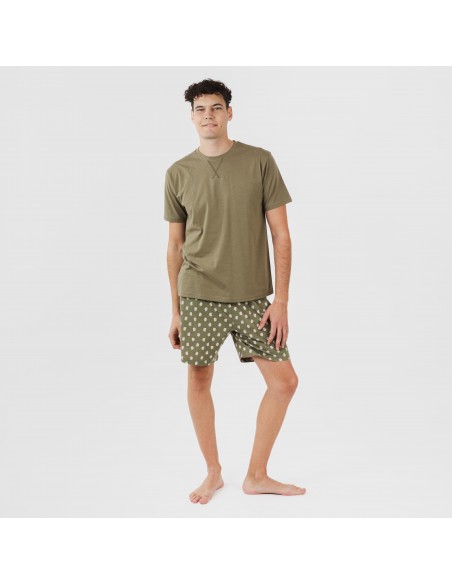 Pijama corto algodón hombre Tusi verde pijamas-cortos-hombre