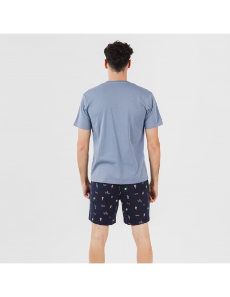 Pijama corto algodón hombre Daikiri indigo pijamas-cortos-hombre