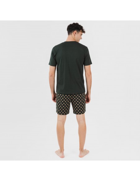 Pijama corto algodón hombre Nino verde botella pijamas-cortos-hombre