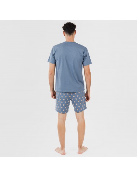 Pijama corto algodón hombre Nassiri azul pijamas-cortos-hombre