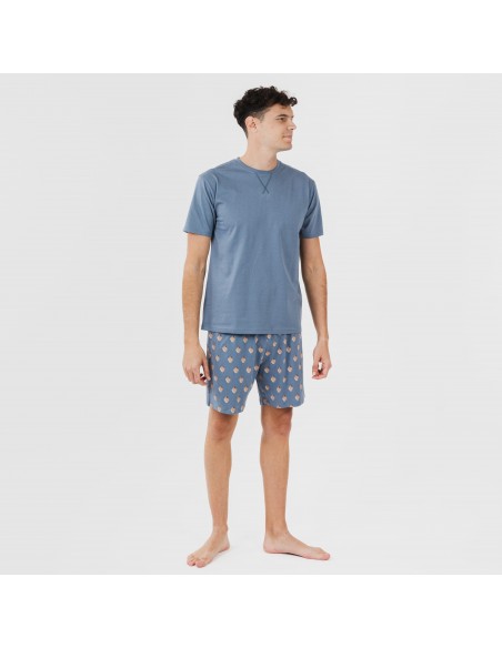 Pijama corto algodón hombre Nassiri azul pijamas-cortos-hombre