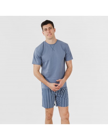 Pijama corto algodón hombre Eliot índigo pijamas-hombre