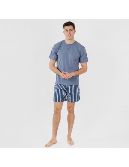 Pijama corto algodón hombre Eliot índigo pijamas-hombre