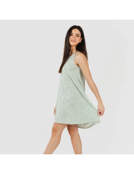 Vestido corto tirantes crepe Columbus verde tiffany vestidos-y-blusones-mujer