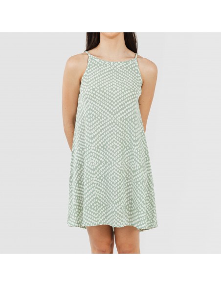 Vestido corto tirantes crepe Columbus verde tiffany vestidos-y-blusones-mujer