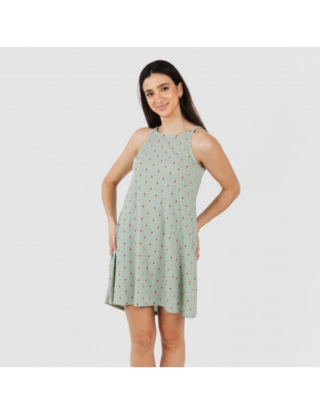 Vestido corto tirantes crepe Alessia verde vestidos-y-blusones-mujer