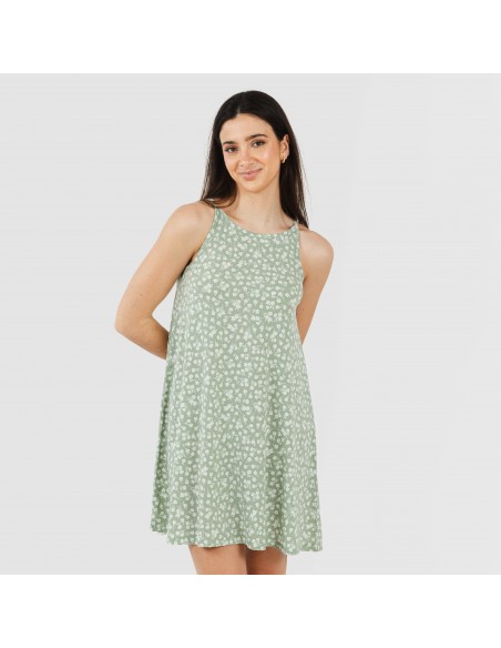 Vestido corto tirantes crepe Oniris verde caceria vestidos-y-blusones-mujer